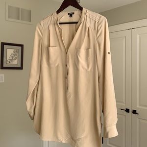 Ann Taylor camel coloured silk blouse size 4.